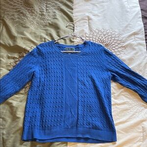 Karen Scott Blue Textured Crew Neck Sweater